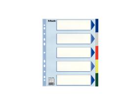 Registri vahelehed ESSELTE Maxi A4 5 värvi plast