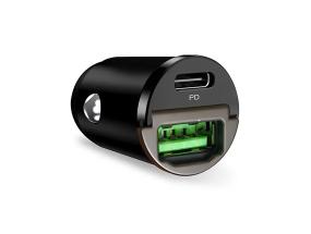 Puro Mini, USB-A, USB-C, 30 W, must - Autolaadija