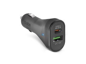 SBS, USB-A, USB-C, 25 W, must - Autolaadija