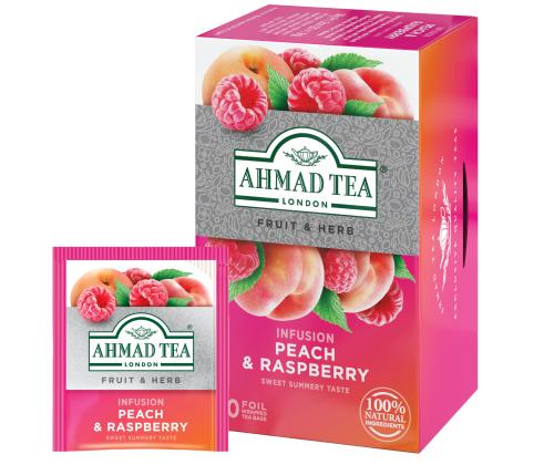 Taimetee AHMAD virsik ja vaarikas 20tk ümbrikus