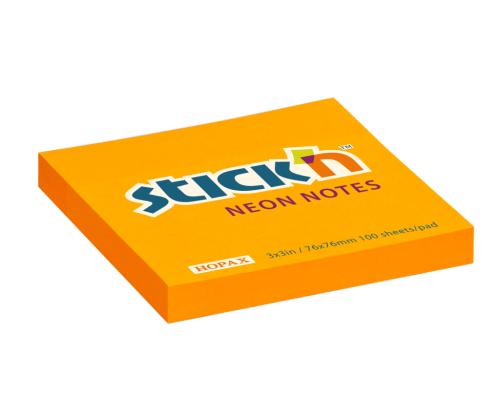 Märkmepaber 76x76mm Stick´N neoonoranž 100 lehte