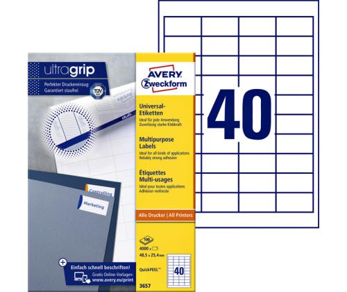 Kleebisetikett AVERY Zweckform 48,5x25,4mm 40 lehel 100 lehte (3657)