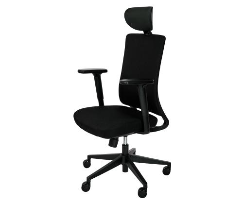 Kontoritool SUN-FLEX EB 250605 peatoega, regul. käetoed/kangas Onyx Black+must alum. jalarist