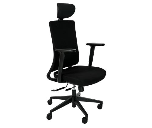 Kontoritool SUN-FLEX EB 250605 peatoega, regul. käetoed/kangas Onyx Black+must alum. jalarist