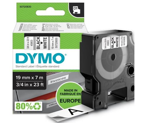 Kleepkirjalint/markeerimislint DYMO D1 45803 19mm x 7m must/valge