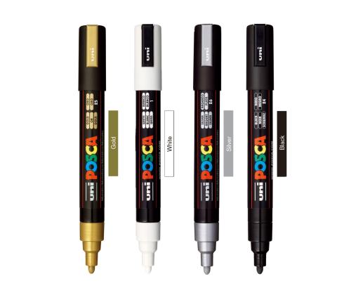Värvimarker UNI Posca PC-5M 1,8-2,5mm 4 värvi komplekt
