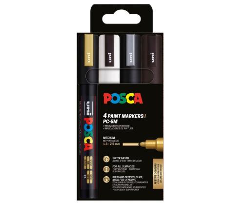 Värvimarker UNI Posca PC-5M 1,8-2,5mm 4 värvi komplekt