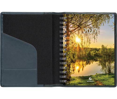 Raamatkalender Boss A5 PÄEV, spiraalköide, LUX kaaned, (SININE) 00041/40037