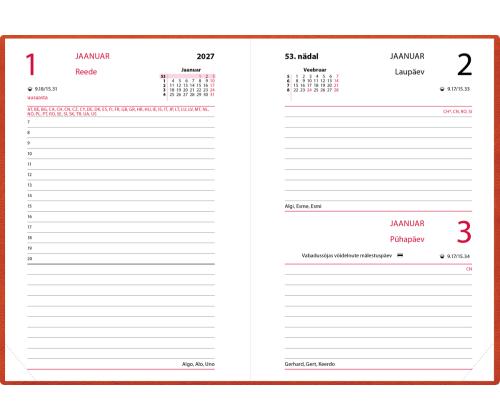 Raamatkalender Kalendermärkmik A6 PÄEV, kunstnahk (ORANŽ) 00029/40063