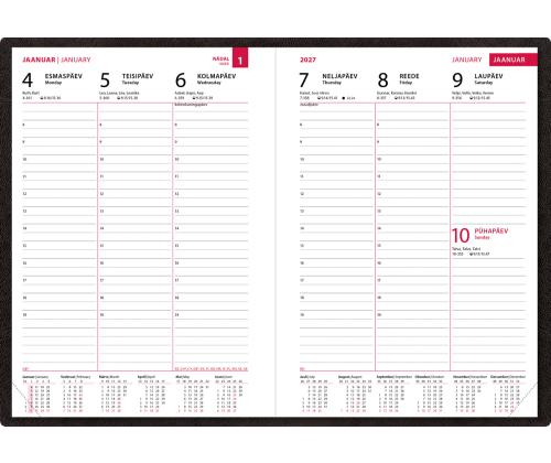 Raamatkalender NÄDAL A5, vertikaal, kõvaköide, (MUST) 00040/40066
