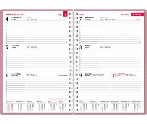 Raamatkalender Nature A5, Eko kaaned (ROOSA) 40237