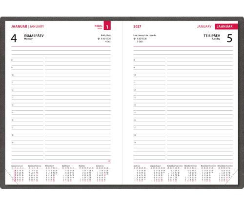 Raamatkalender PÄEV A5, kõvaköide, kunstnahk (HALL) 00034/40245