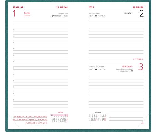 Raamatkalender PÄEV B6, kõvaköide, FASHION kaaned (TÜRKIIS) 00260/40395