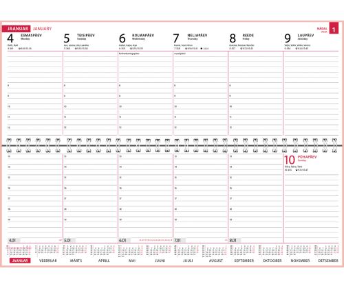 Lauakalender Classic plastkaaned pastelne roosa 00300/40423