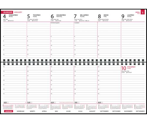 Lauakalender Classic mahuline, plastkaaned (MUST) 00301/40614