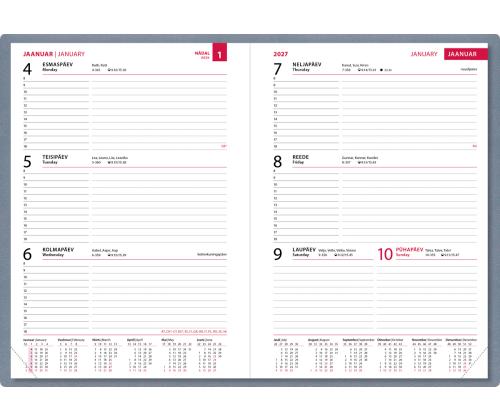 Raamatkalender NÄDAL A5, horisontaal, kõvaköide, (TUHMSININE) 00030/40699
