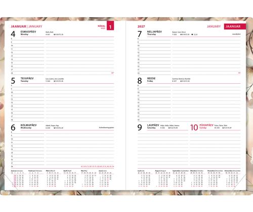 Raamatkalender NÄDAL A5, horisontaal, kõvaköide, (PILT 1) 00030/41140