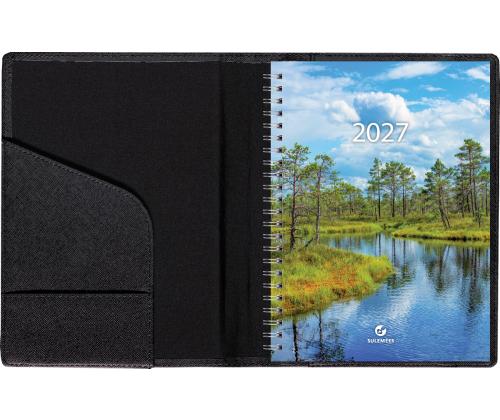 Raamatkalender Boss Nädal A5 horisontaal, spiraalköide, SHINE kaaned (MUST) 00060/41145