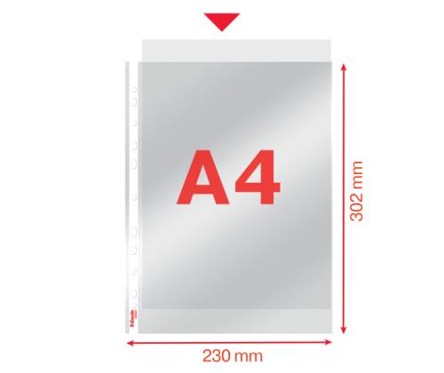 Kiletasku köidetav A4 ESSELTE 105mic ülevalt avatud kirgas 100tk