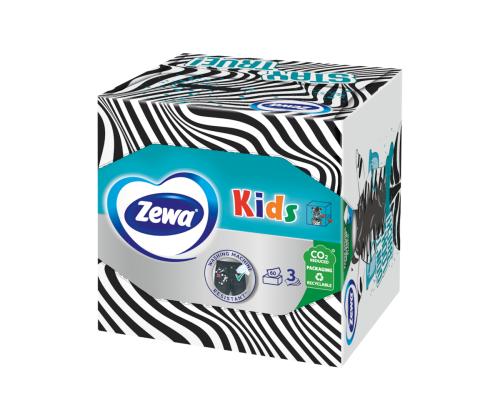 Kosmeetilised salvrätikud 3-kihiline ZEWA Kids 3D 60tk/karp lõhnatud