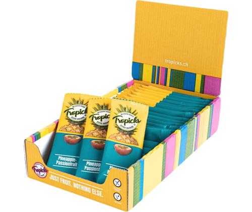 Kuivatatud ananassi-passioni batoon TROPICKS, 20g