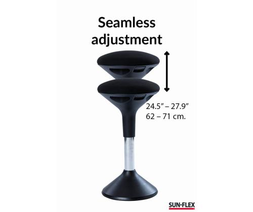 Aktiivtool SUN-FLEX Active 62-71cm, iste D-310mm, jalg D-290mm, kaal 5,6kg Black-must kangas, must jalg