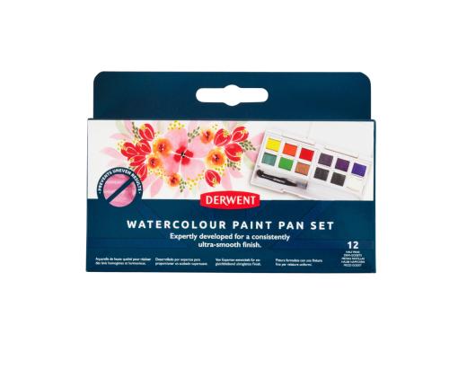 Akvarellvärvid Derwent 12v plastkarbis