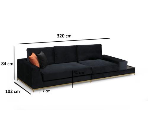 Line With Side Table - Black