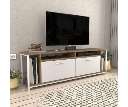 TV laud Omar - White, Walnut
