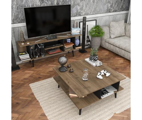 TV laud Akya - Walnut, Black
