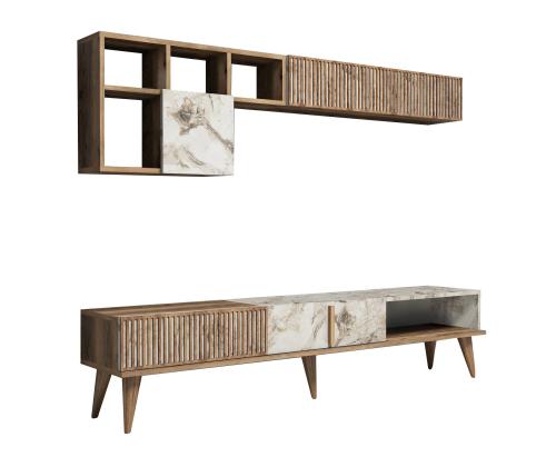 Milan - Walnut, White Marble