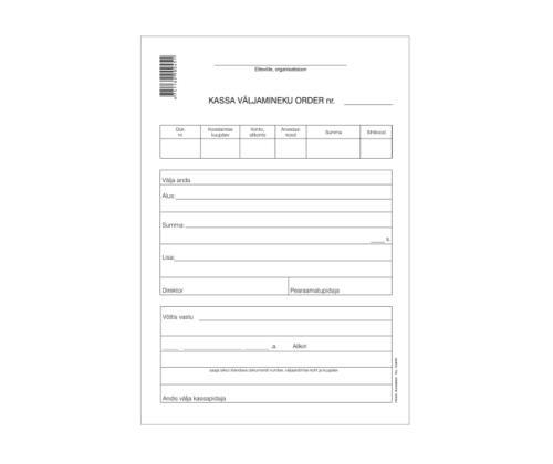 Blankett A5 kassa väljamineku order pikuti 100 lehte