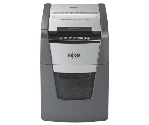Rexel Optimum AutoFeed+ 100M Paper Shredder, Micro-cut shredding 2x15mm 55dB P-5 34L, Grey/Black