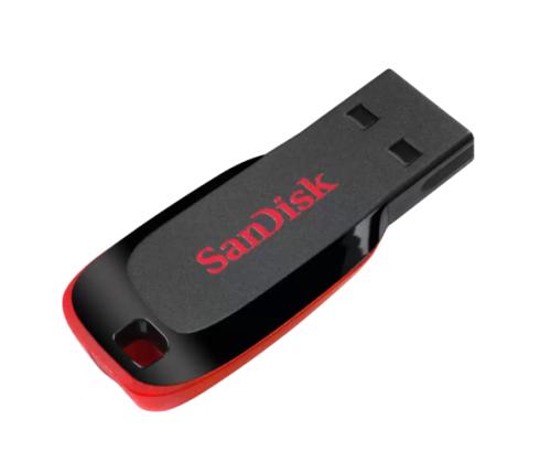 SanDisk Cruzer Blade USB Flash Drive 128GB, Black/Red