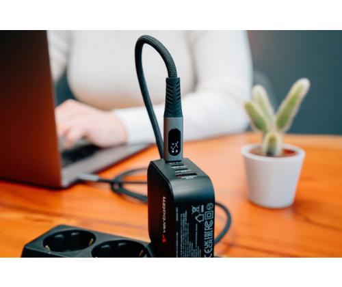 Verbatim 31848 Sync &amp; Charge Cable USB-C to USB-C 100W 480Mbps 120cm, Power Display, Grey/Black