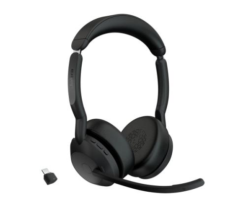 Jabra Evolve2 55 UC Stereo Link390c Wireless Headset, Bluetooth, USB-C, Black
