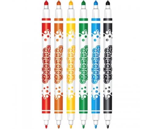 Colorino Kids Double tip fibre pens 6 colours