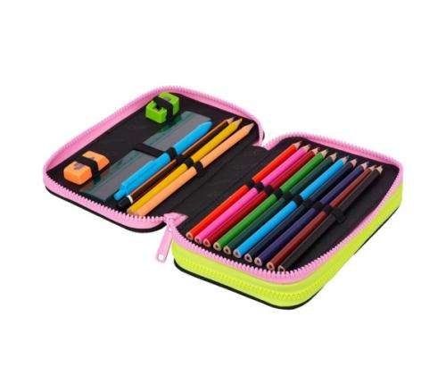 Double decker school pencil case with equipment CoolPack Jumper 2 PANDA GANG