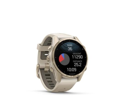 Garmin Fenix 8 Smart Watch 43 mm AMOLED Sapphire,Soft Gold,Fog grey/dark sandstone silicone band