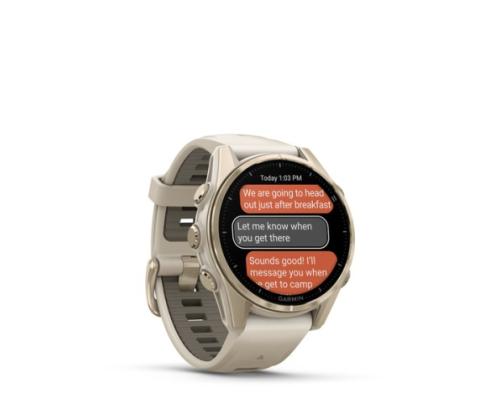 Garmin Fenix 8 Smart Watch 43 mm AMOLED Sapphire,Soft Gold,Fog grey/dark sandstone silicone band