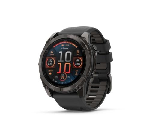 Garmin Fenix 8 Smart Watch 51 mm AMOLED Sapphire,Carbon grey DLC,Black/Pebble grey silicone band