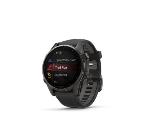 Garmin Fenix 8 Smart Watch 43 mm AMOLED Sapphire,Carbon grey Ti.,Black/Pebble grey silicone band