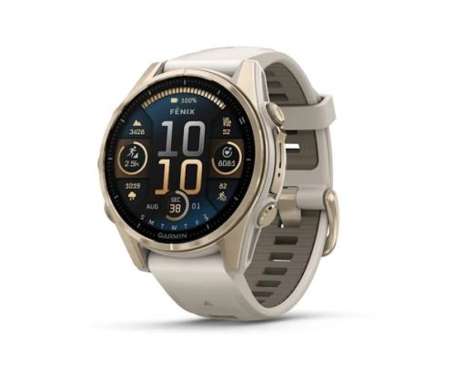 Garmin Fenix 8 Smart Watch 43 mm AMOLED Sapphire,Soft Gold,Fog grey/dark sandstone silicone band
