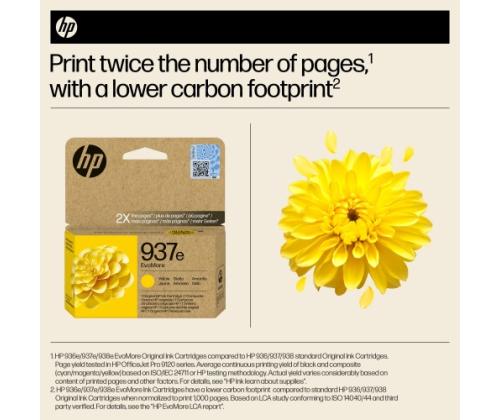 HP 937e EvoMore (4S6W8NE) Ink Cartridge, Yellow