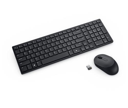 Dell Compact KM555 Silent Wireless Keyboard and Mouse, RF Wireless + Bluetooth, LT, Black