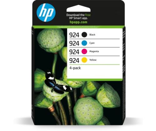 HP 924 CMYK 4-Pack (6C3Z1NE) Ink Cartridge Multipack, BK/C/M/Y