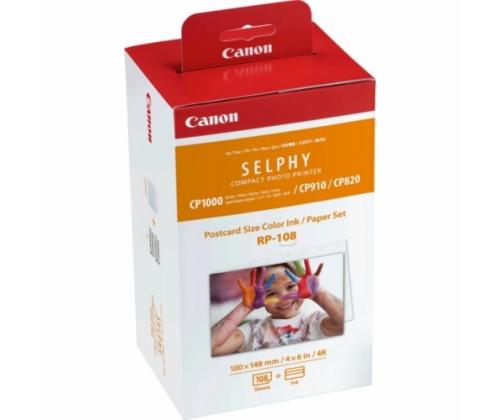 Canon 8568B001 RP-108 Colour Ink Cartridge + 100x148mm Paper Set 108 Sheets (SPEC)