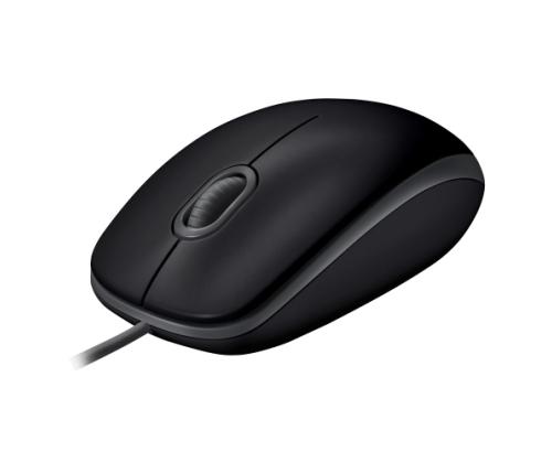 Logitech B110 Silent Wired Mouse, USB-A, 1000 DPI, Black