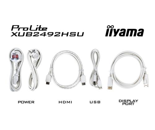 iiyama ProLite XUB2492HSU-W6 Monitor 24'' IPS, FHD 1920x1080, 0.4 ms, 250 cd/m2, 100 Hz, White