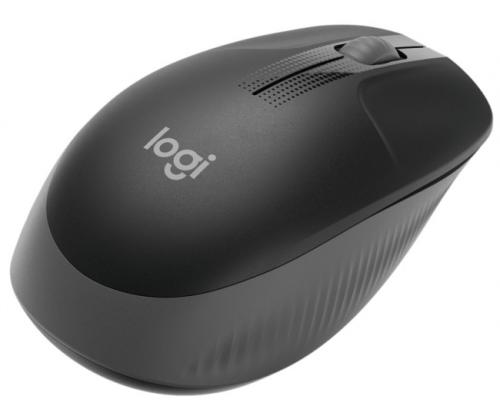Logitech M190 Full-Size Wireless Mouse, RF Wireless, 1000 DPI, Charcoal